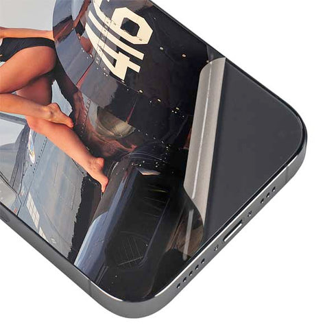 1940s Navy Pin-Up Girl On Corsair Fighter Plane iPhone 13 Pro Max Skin